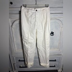 Vintage 90’s White‎ Ferrari High Rise Cuffed Straight Cotton Pants Fashion Style